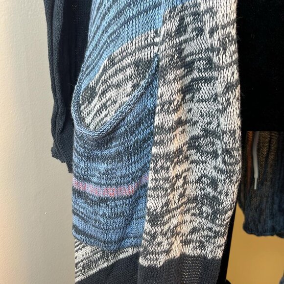 Elan Women's SZ LG Long Multicolor Open Faced Duster Asymmetrical Hem BoHo Hippi - Picture 9 of 10